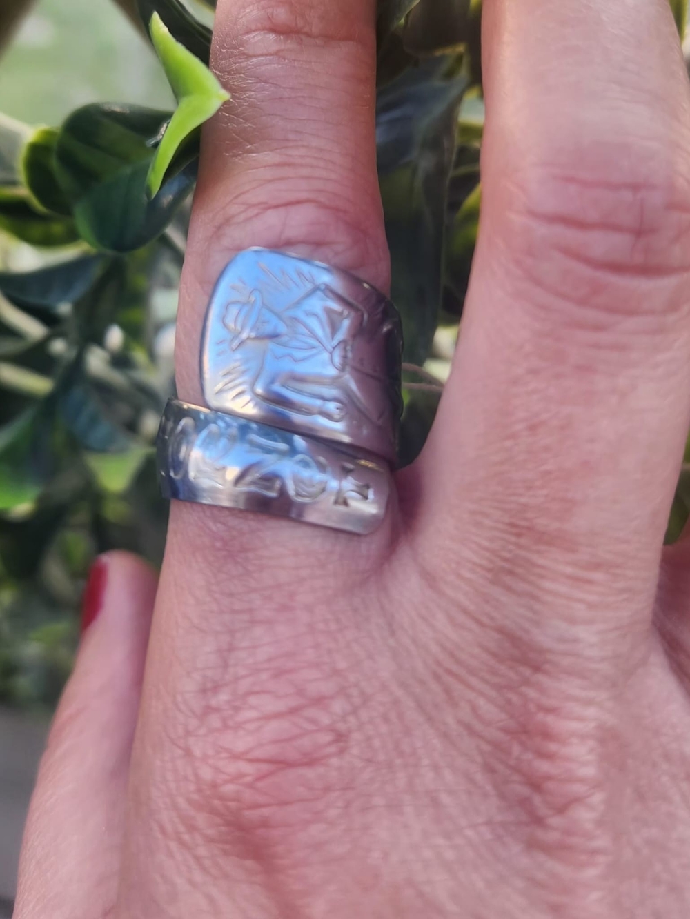 Unisex Sterling Silver Wrap Ring with Engraved Pattern - Silver
